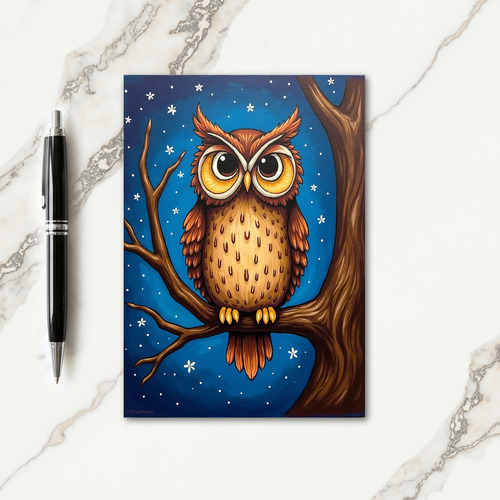 Whimsical Night Bird Card thumbnail