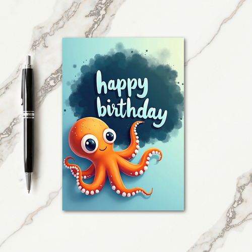 Whimsical Octopus Birthday Card