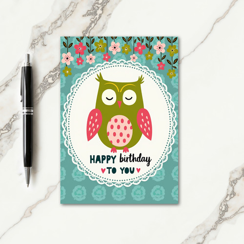 Whimsical Owl Birthday Card