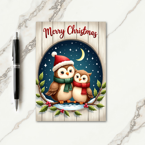 Whimsical Owl Winter Card