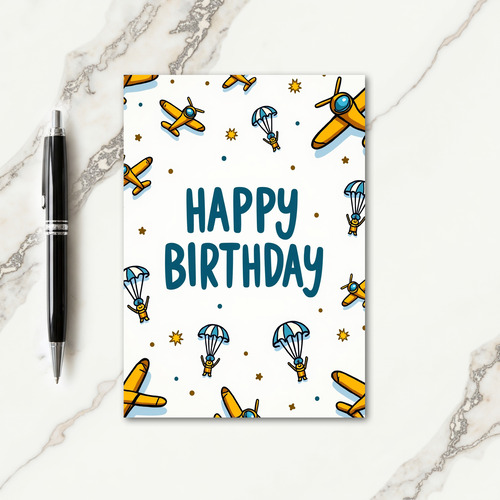 Whimsical Parachute Birthday Card