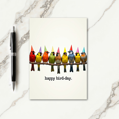 Whimsical Party Birds Birthday Card