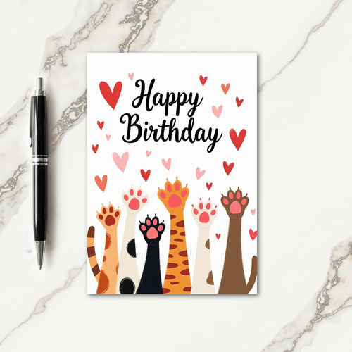 Whimsical Paw Print Birthday Card
