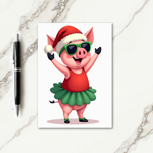 Whimsical Pig Christmas Card thumbnail