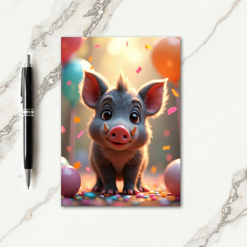 Whimsical Piglet Birthday Card