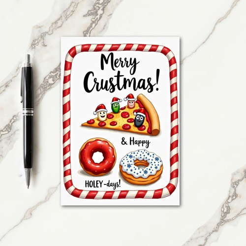 Whimsical Pizza Christmas Card