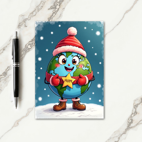 Whimsical Planet Christmas Card thumbnail