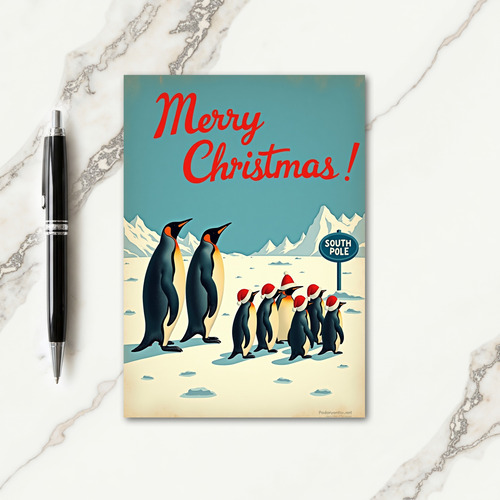Whimsical Polar Birds Christmas Card
