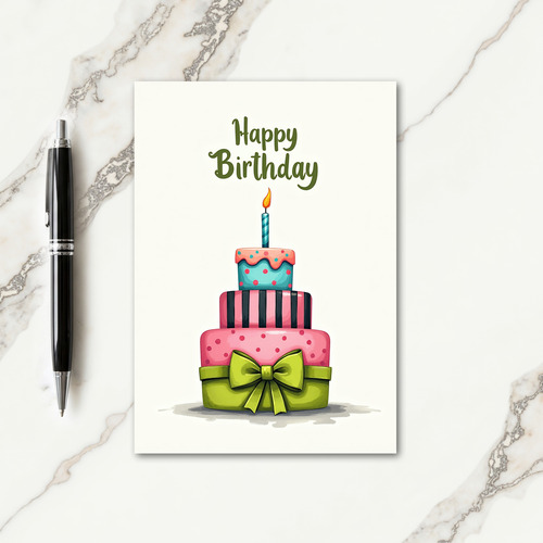 Whimsical Polka Dot Cake Card
