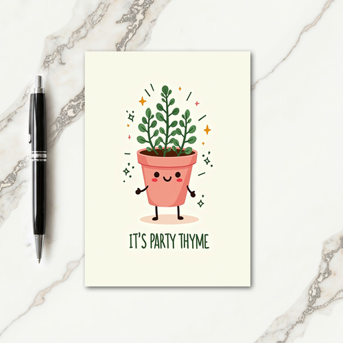 Whimsical Potted Plant Birthday Card