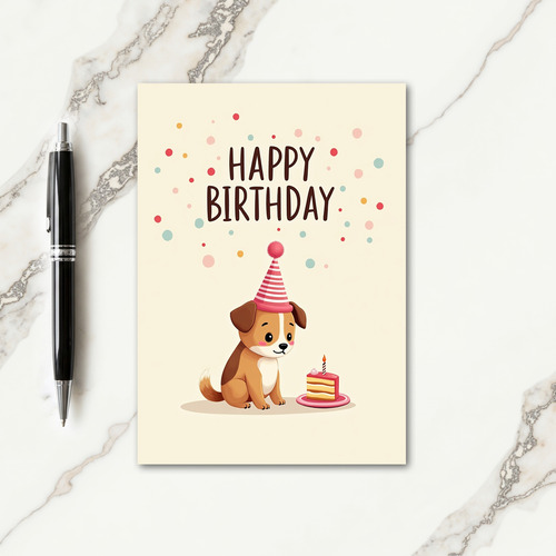 Whimsical Puppy Cake Card