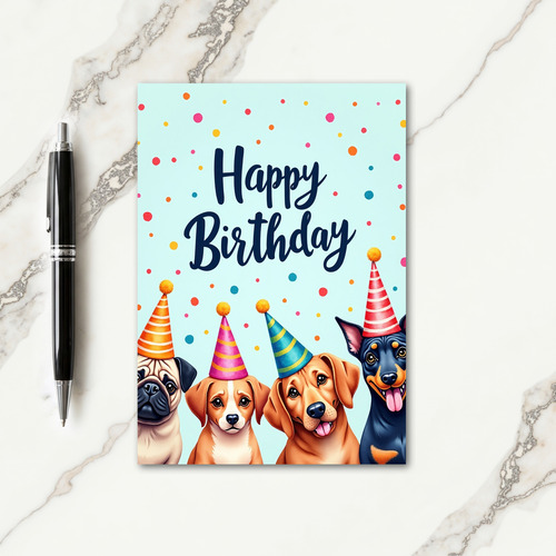 Whimsical Pups Birthday Card