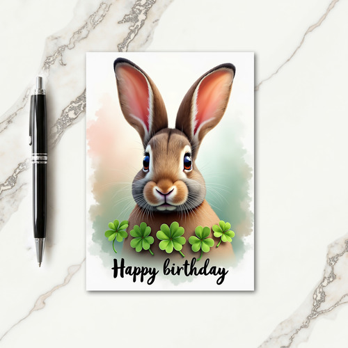 Whimsical Rabbit Art Birthday Card
