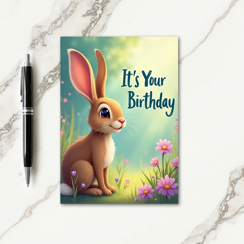 Whimsical Rabbit Birthday Card