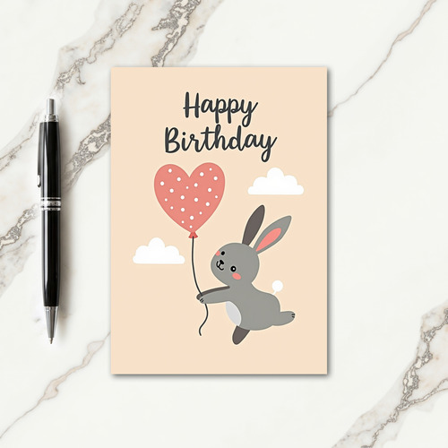 Whimsical Rabbit Heart Card