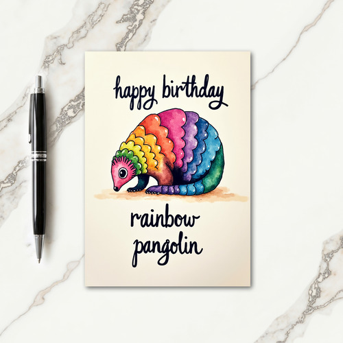 Whimsical Rainbow Creature Birthday Card