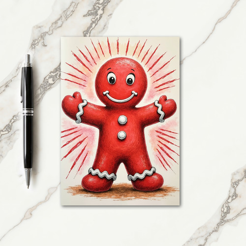 Whimsical Red Treat Christmas Card