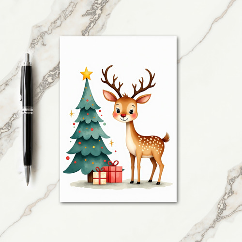Whimsical Reindeer Christmas Card