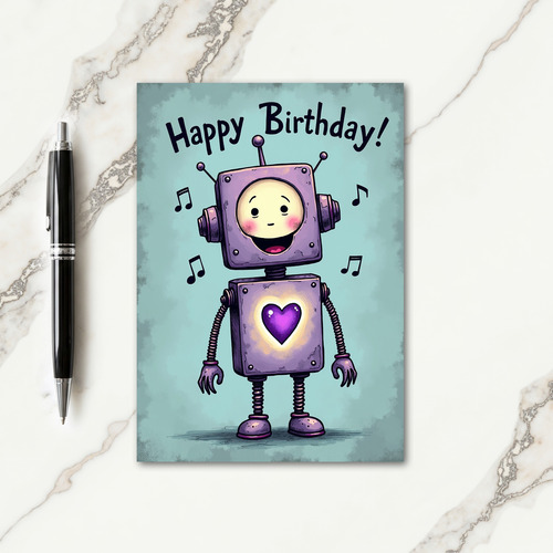 Whimsical Robot Birthday Card
