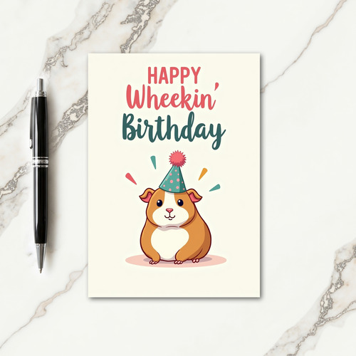 Whimsical Rodent Party Hat Card