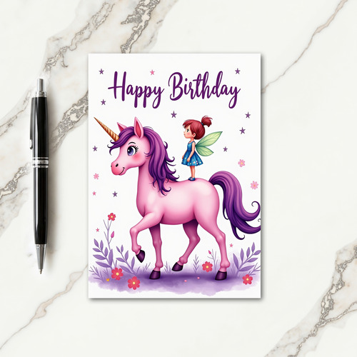 Whimsical Rose Steed Birthday Card