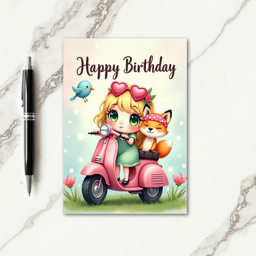 Whimsical Scooter Birthday Card