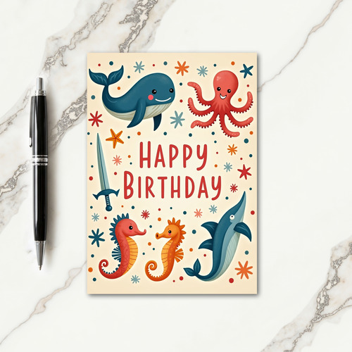 Whimsical Sea Birthday Card