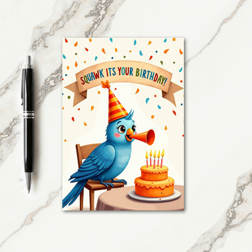 Whimsical Sitting Bird Card