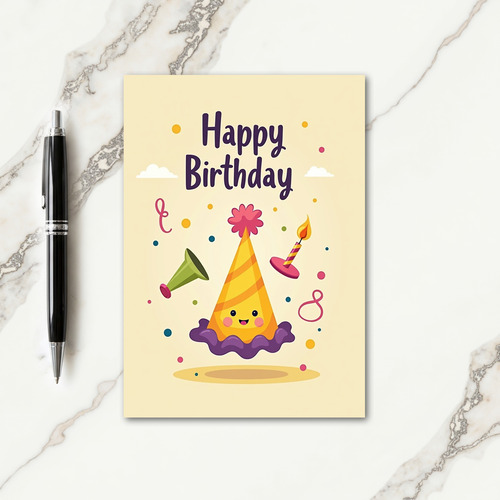 Whimsical Smiling Hat Birthday Card