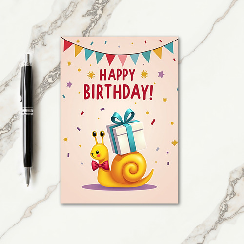Whimsical Snail Birthday Card