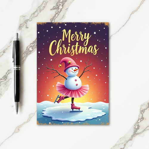 Whimsical Snow Ballet Christmas Card