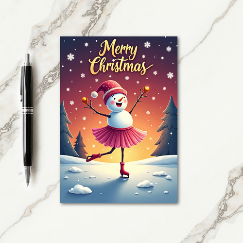 Whimsical Snow Dance Christmas Card