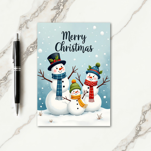 Whimsical Snow Family Card