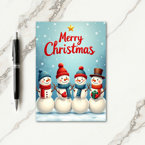 Whimsical Snow Pals Christmas Card