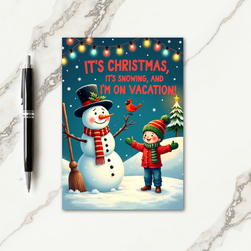 Whimsical Snow Scene Card thumbnail