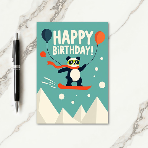 Whimsical Snowboard Birthday Card