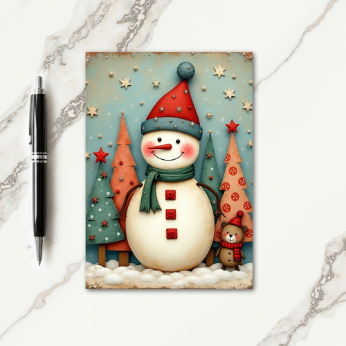 Whimsical Snowman Christmas Card