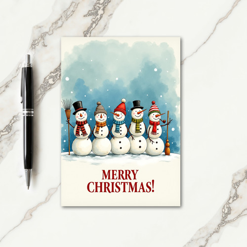 Whimsical Snowmen Art Card