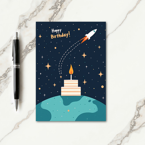 Whimsical Space Birthday Card