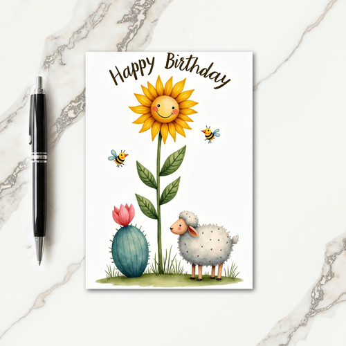 Whimsical Sunflower Birthday Card