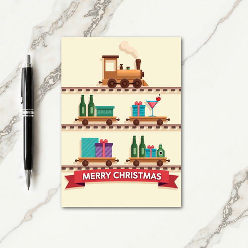 Whimsical Train Christmas Card