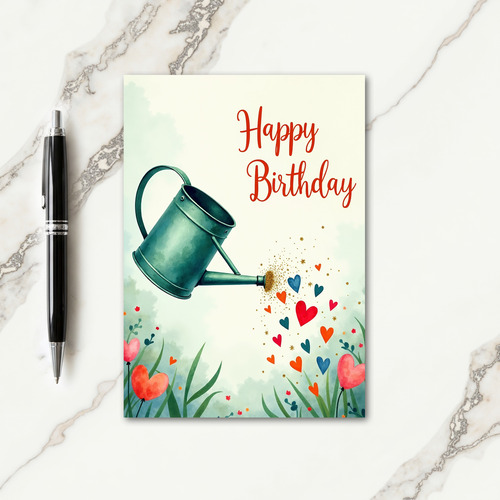 Whimsical Watering Can Birthday Card