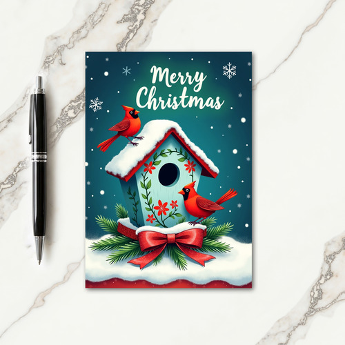 Whimsical Winter Birdhouse Card