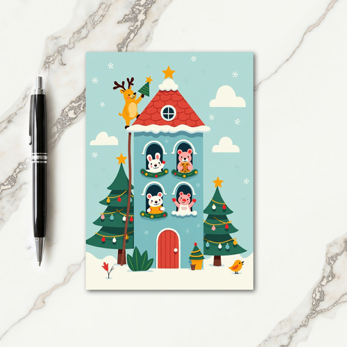Whimsical Winter House Card