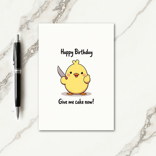 Whimsical Yellow Bird Birthday Card