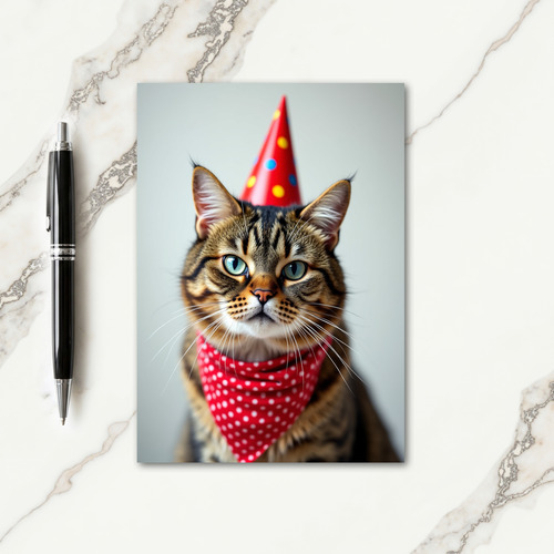 Whiskered Cat Birthday Card