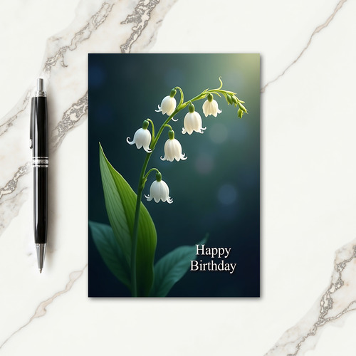 White Bell Flowers Birthday Card