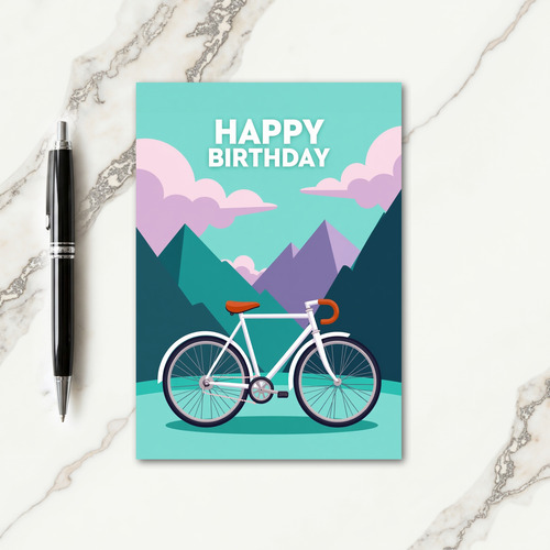 White Bicycle Birthday Card