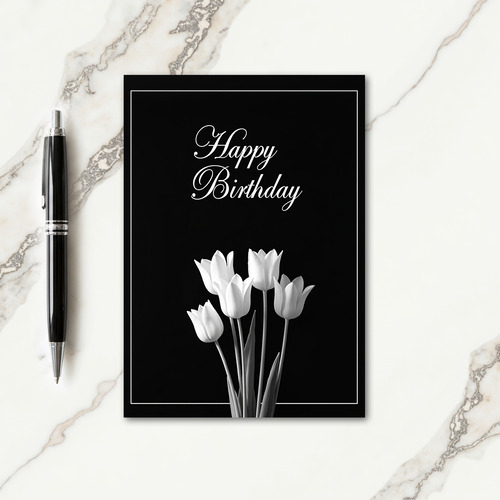 White Bloom Birthday Wish Card