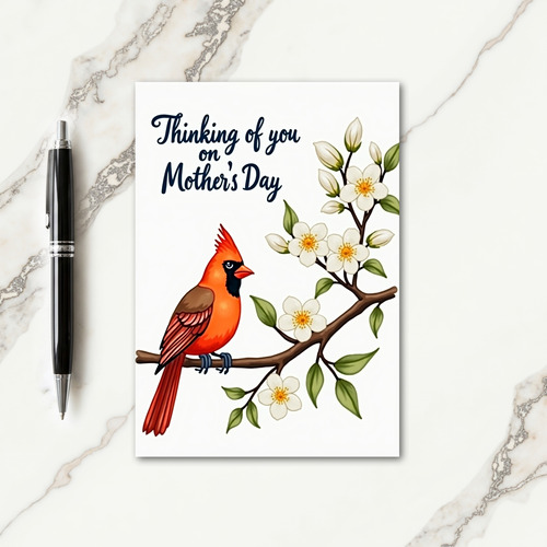 White Blossom Birds Mothers Day Card